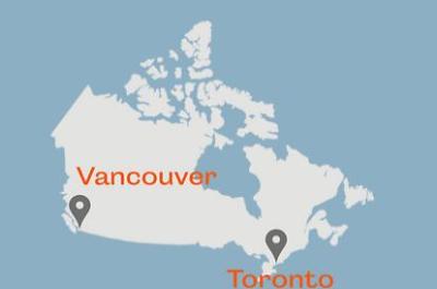 carte Canada Toronto et Vancouver